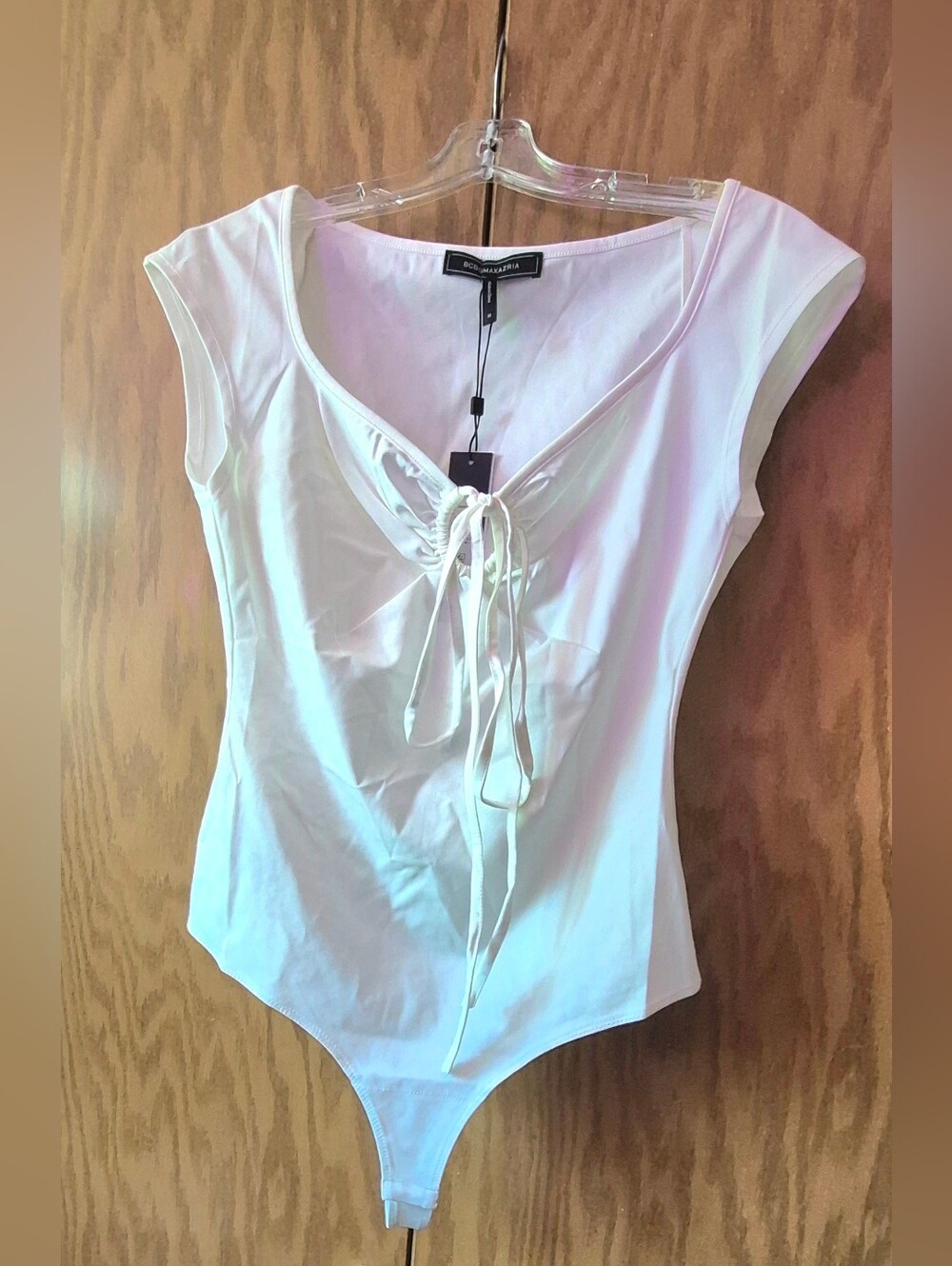 BCBGMaxAzria White Tie-Front Bodysuit New with Tags